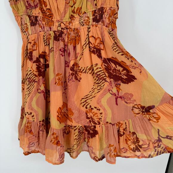 Free People Vernon Mini Dress Sleeveless Tie Shoulder Floral Pockets New Medium - Picture 10 of 14